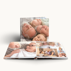 Livre photo souvenir ouverture à plat, couverture personnalisable